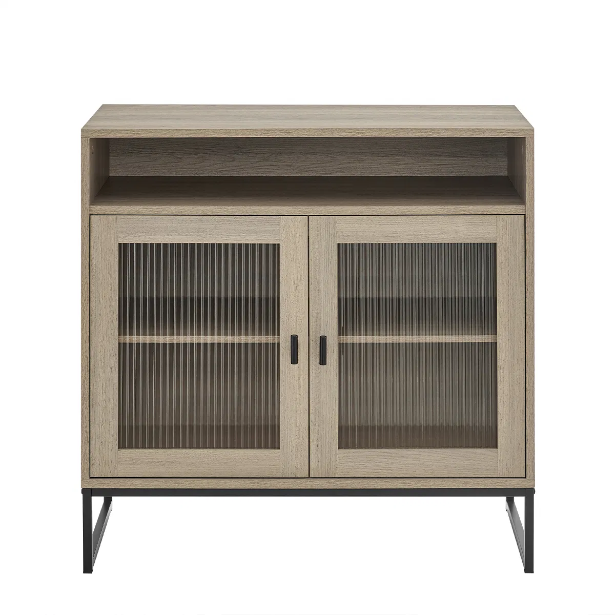 Two Door Reeded Glass Display Cabinet - Hesley Nordic Wood Range - Image 6