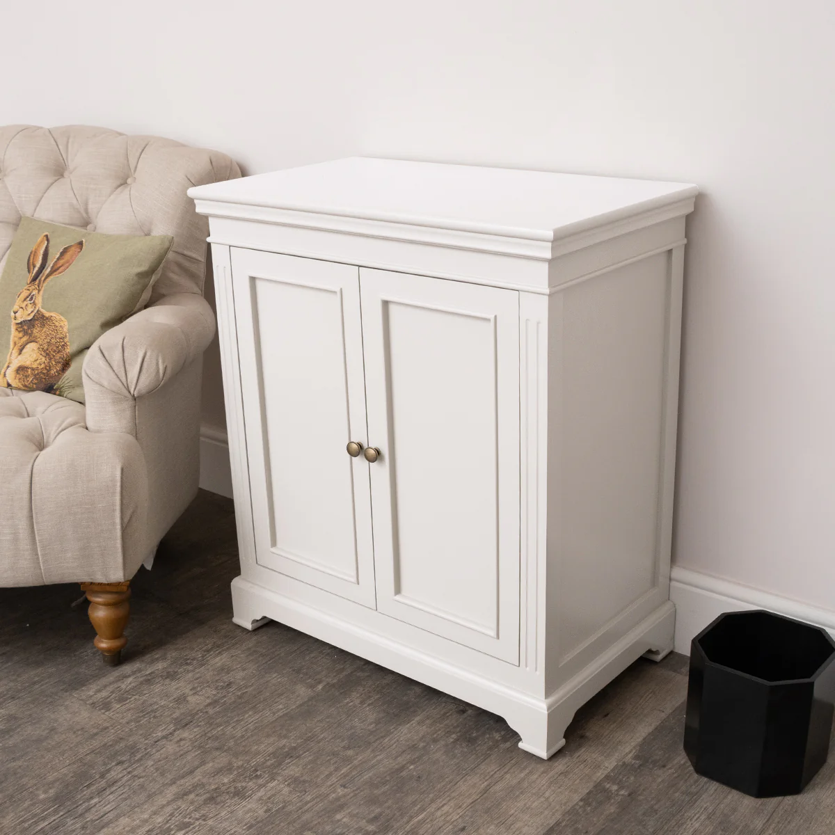 Two Door Small Sideboard/Shoe Cabinet with Two Shelves - Daventry Ivory Range - Image 7