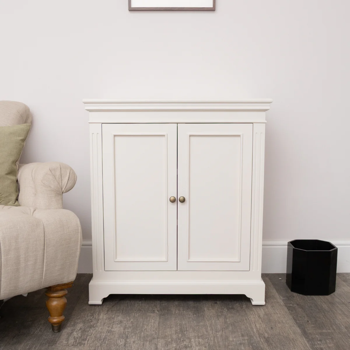 Two Door Small Sideboard/Shoe Cabinet with Two Shelves - Daventry Ivory Range - Image 8