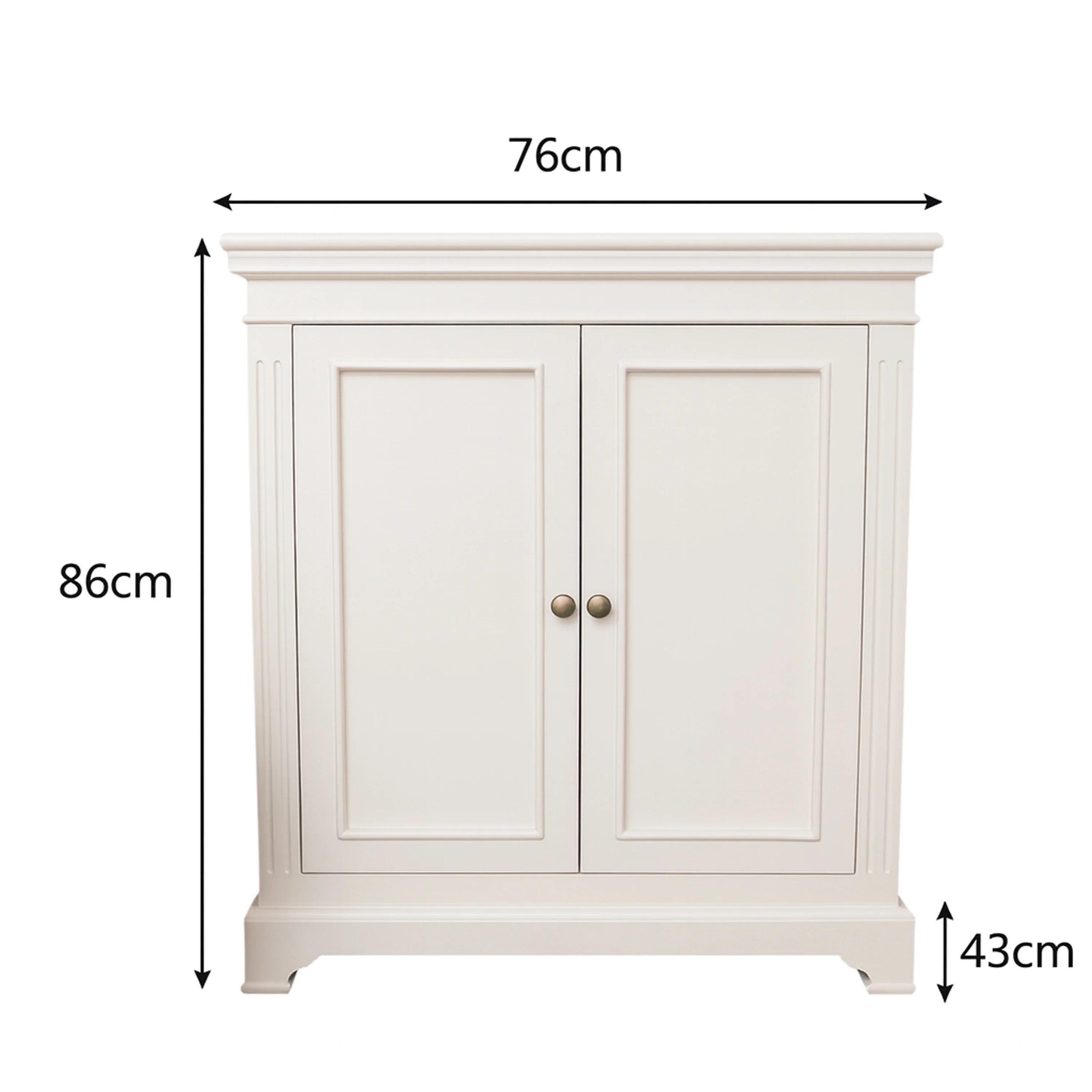 Two Door Small Sideboard/Shoe Cabinet with Two Shelves - Daventry Ivory Range - Image 9