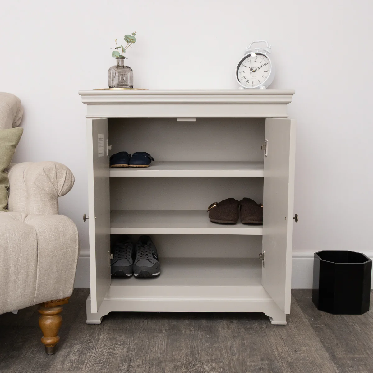 Two Door Small Sideboard/Shoe Cabinet - Daventry Taupe-Grey Range - Image 5