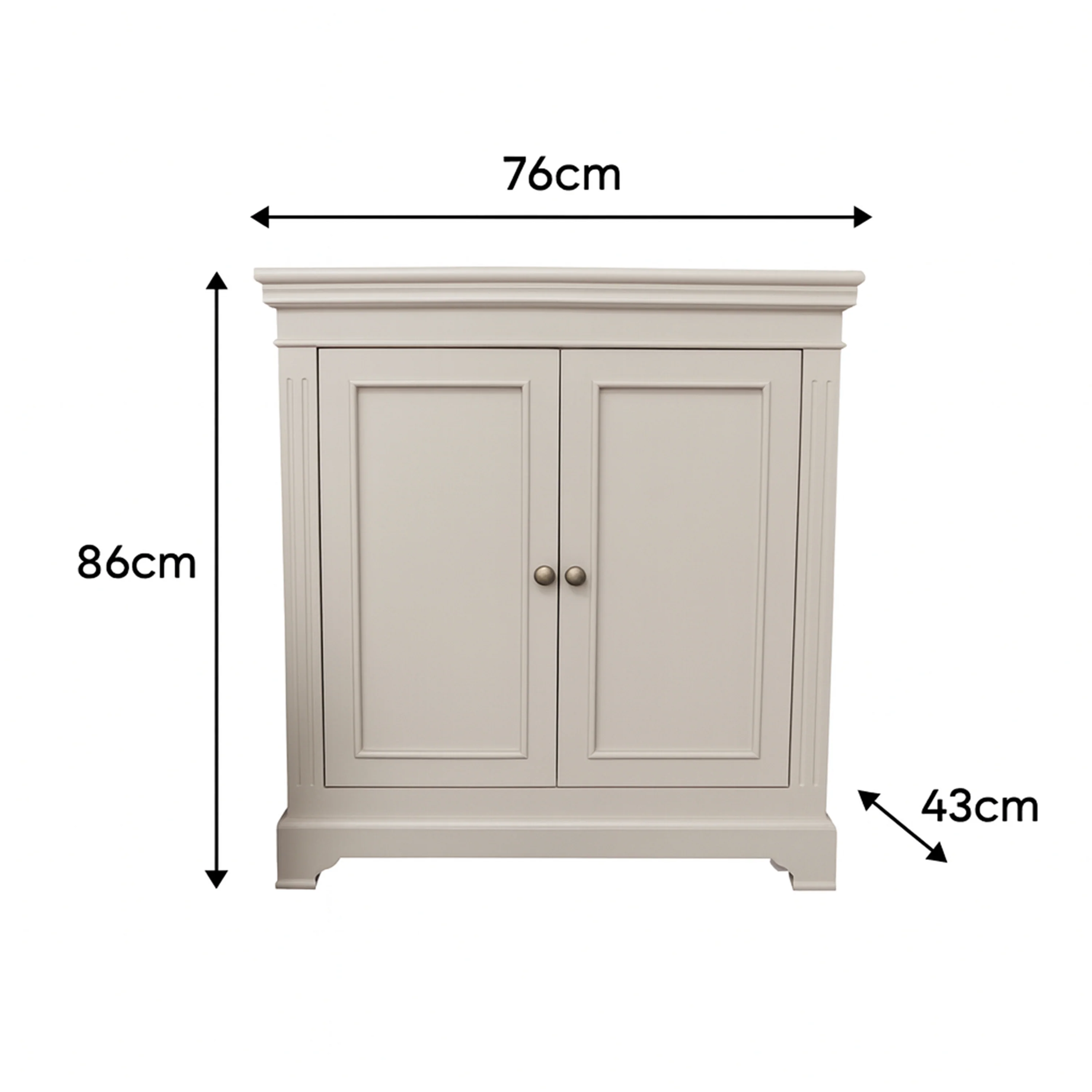 Two Door Small Sideboard/Shoe Cabinet - Daventry Taupe-Grey Range - Image 9