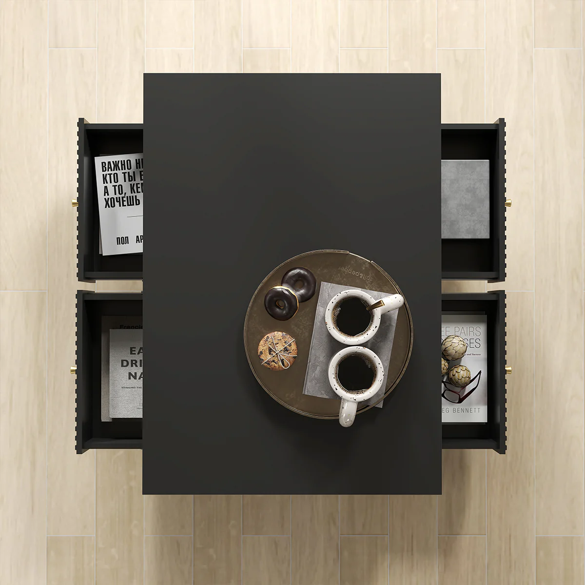 Two Drawer Coffee Table - Hales Black Range - Image 5