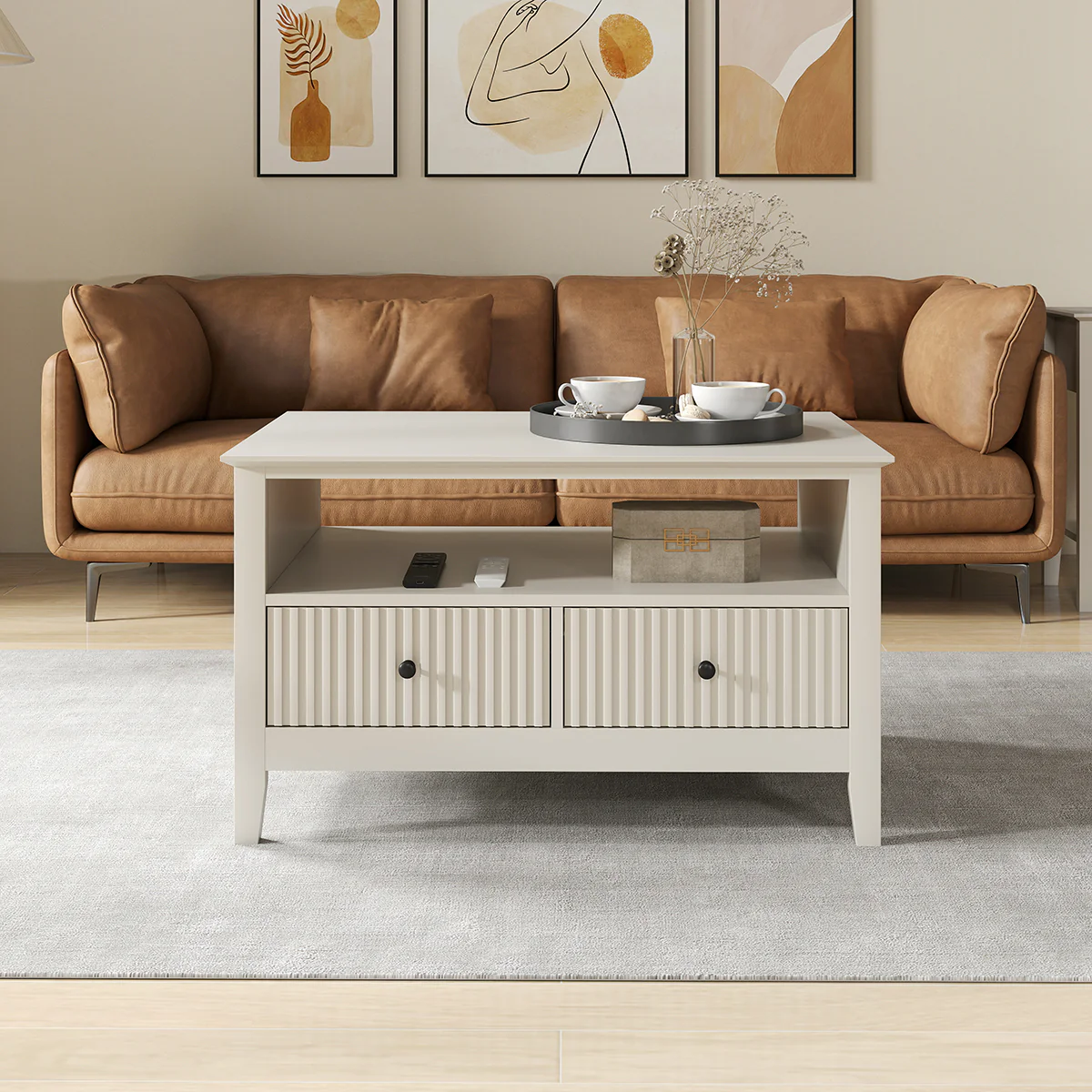 Two Drawer Coffee Table - Hales Taupe Range - Image 7
