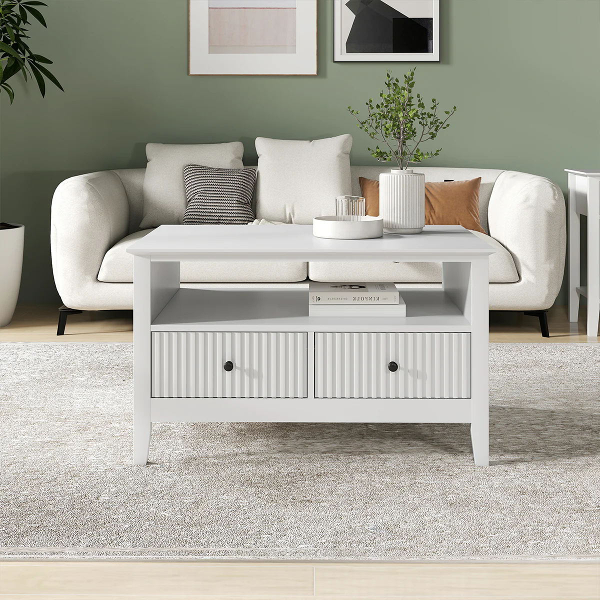 Two Drawer Coffee Table - Hales White Range - Image 6
