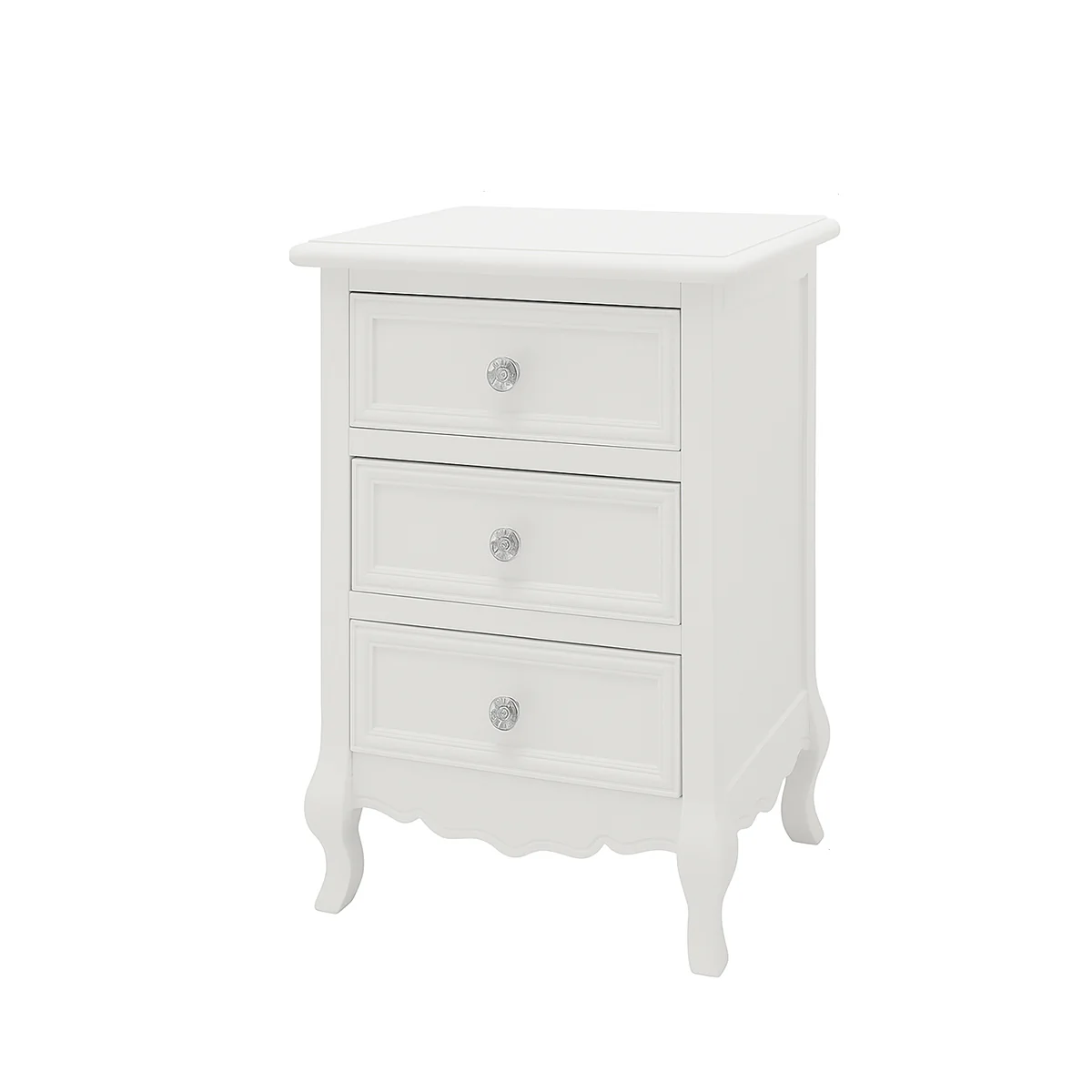 White 3 Drawer Bedside Table - Victoria Range - Image 6