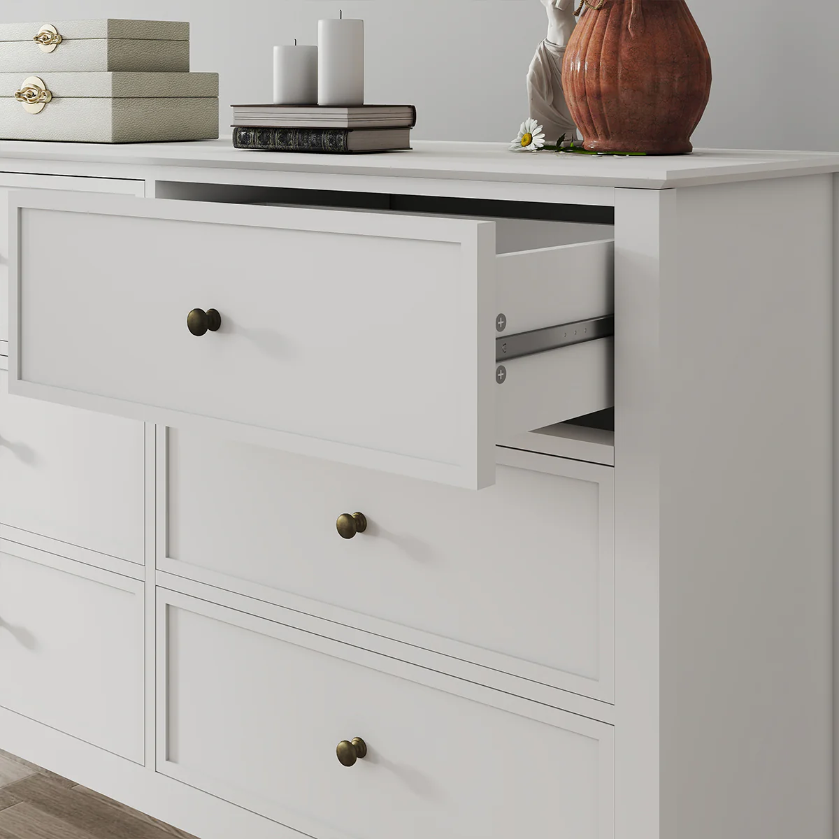 White 6 Drawer Chest of Drawers - Rowley White Range - Image 2