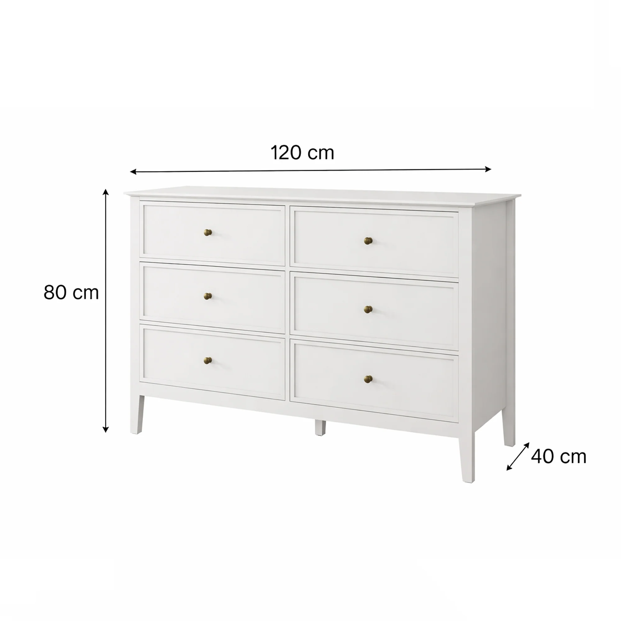 White 6 Drawer Chest of Drawers - Rowley White Range - Image 5