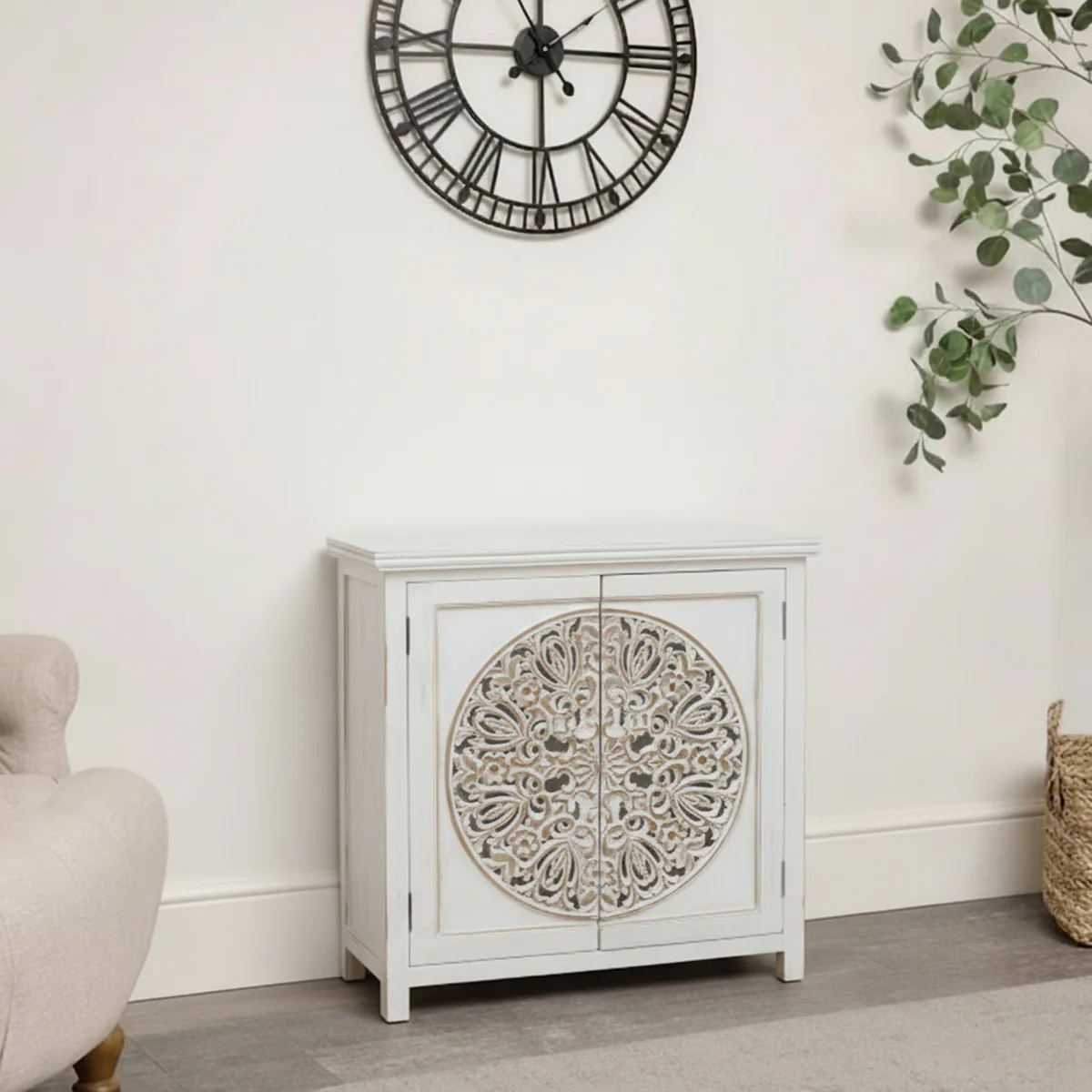 White & Wooden Two Door Sideboard - Image 2