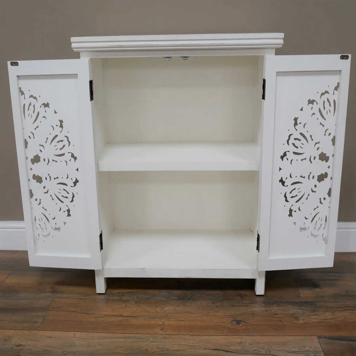 White & Wooden Two Door Sideboard - Image 4