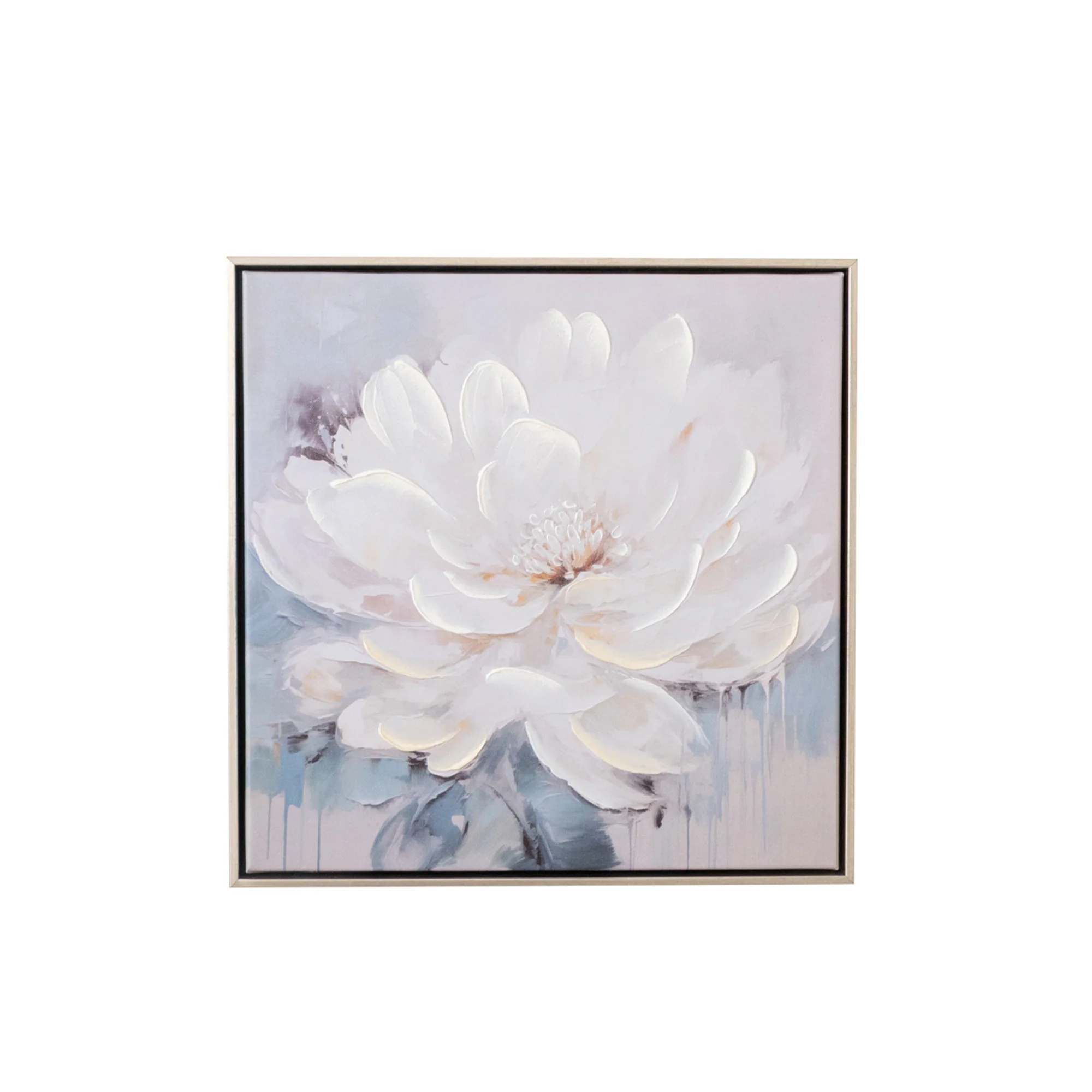 White & Blue Peony Flower Gold Framed Wall Art - 40cm x 40cm - Image 8