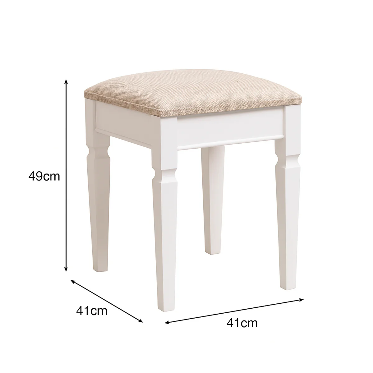 White Cushioned Dressing Table Stool - Daventry White Range - Image 5