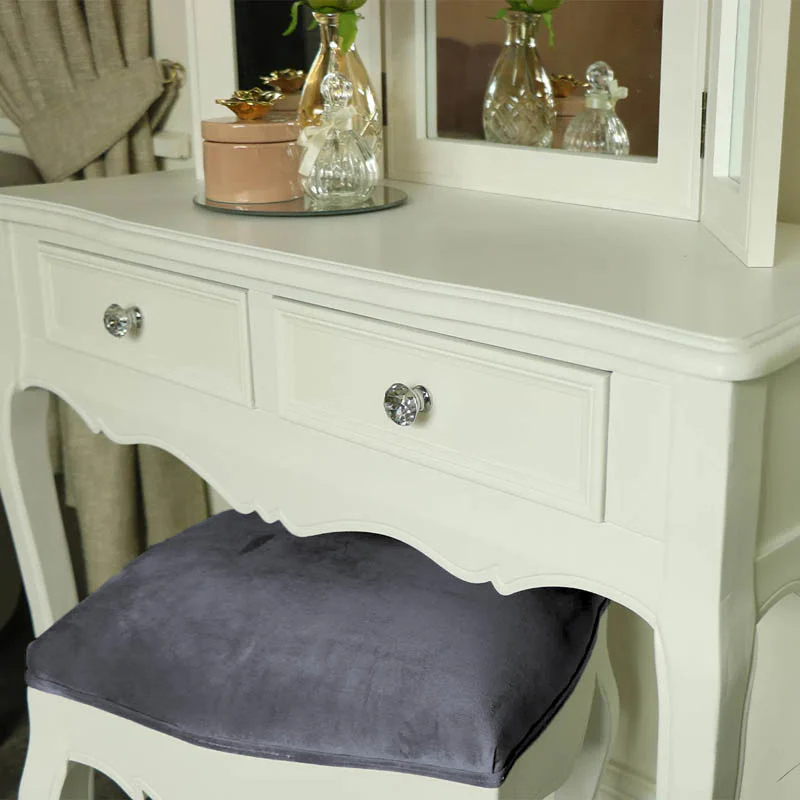 White Dressing Table, Mirror, Stool & Pair Bedside Tables - Victoria Range - Image 4