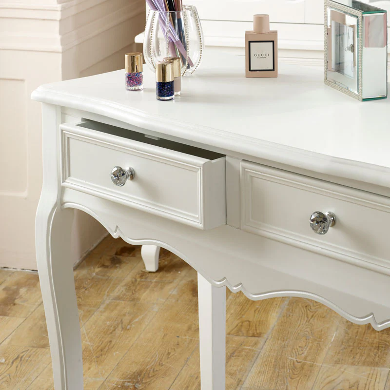 White Dressing Table, Mirror, Stool Set - Victoria Range - Image 3