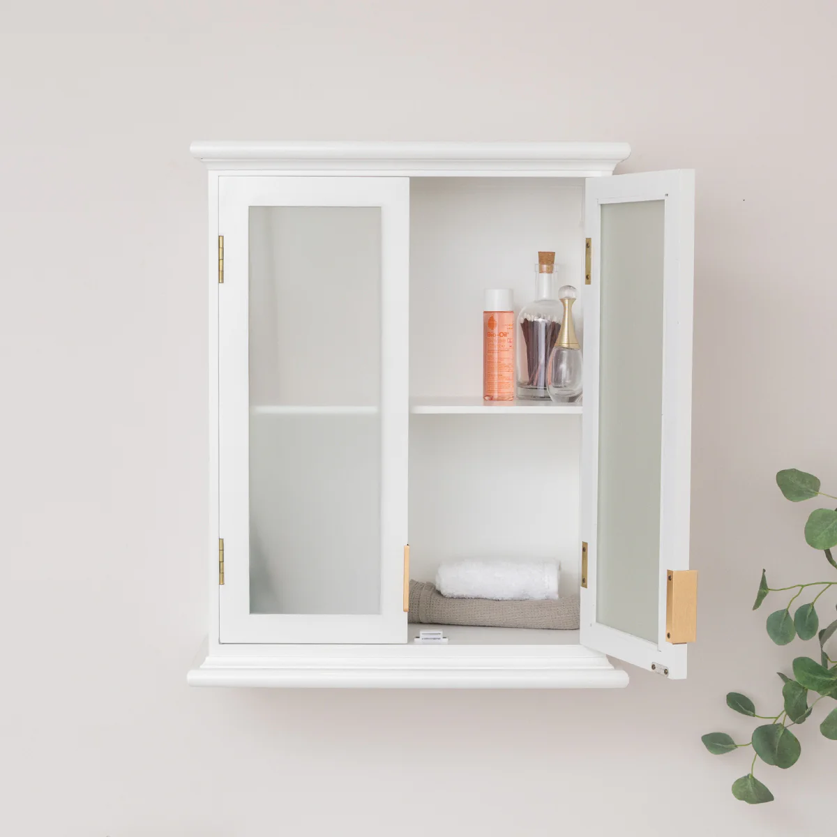 White Frosted Glass Wall Cabinet - Image 8