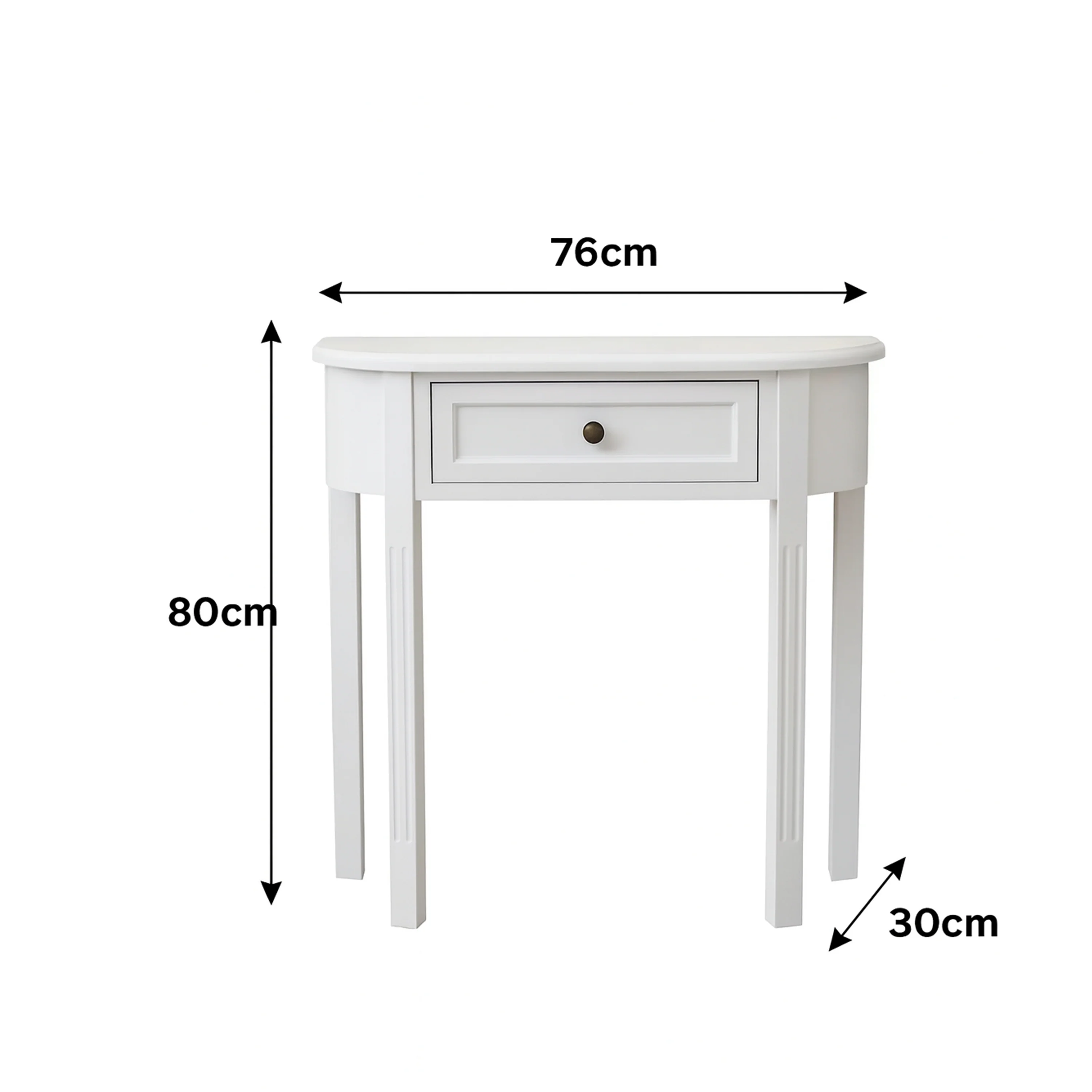 White Half Moon Table - Daventry White Range - Image 5