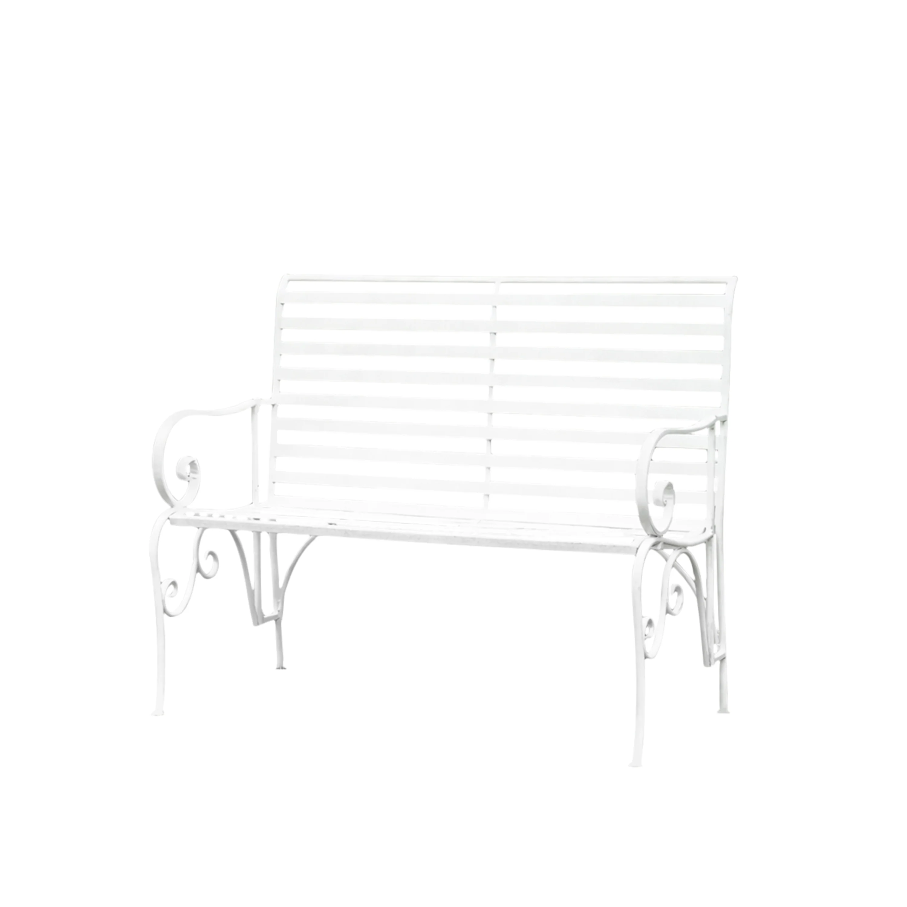 White Metal Ornate Distressed Garden Bench - 100cm x 92cm - Image 8