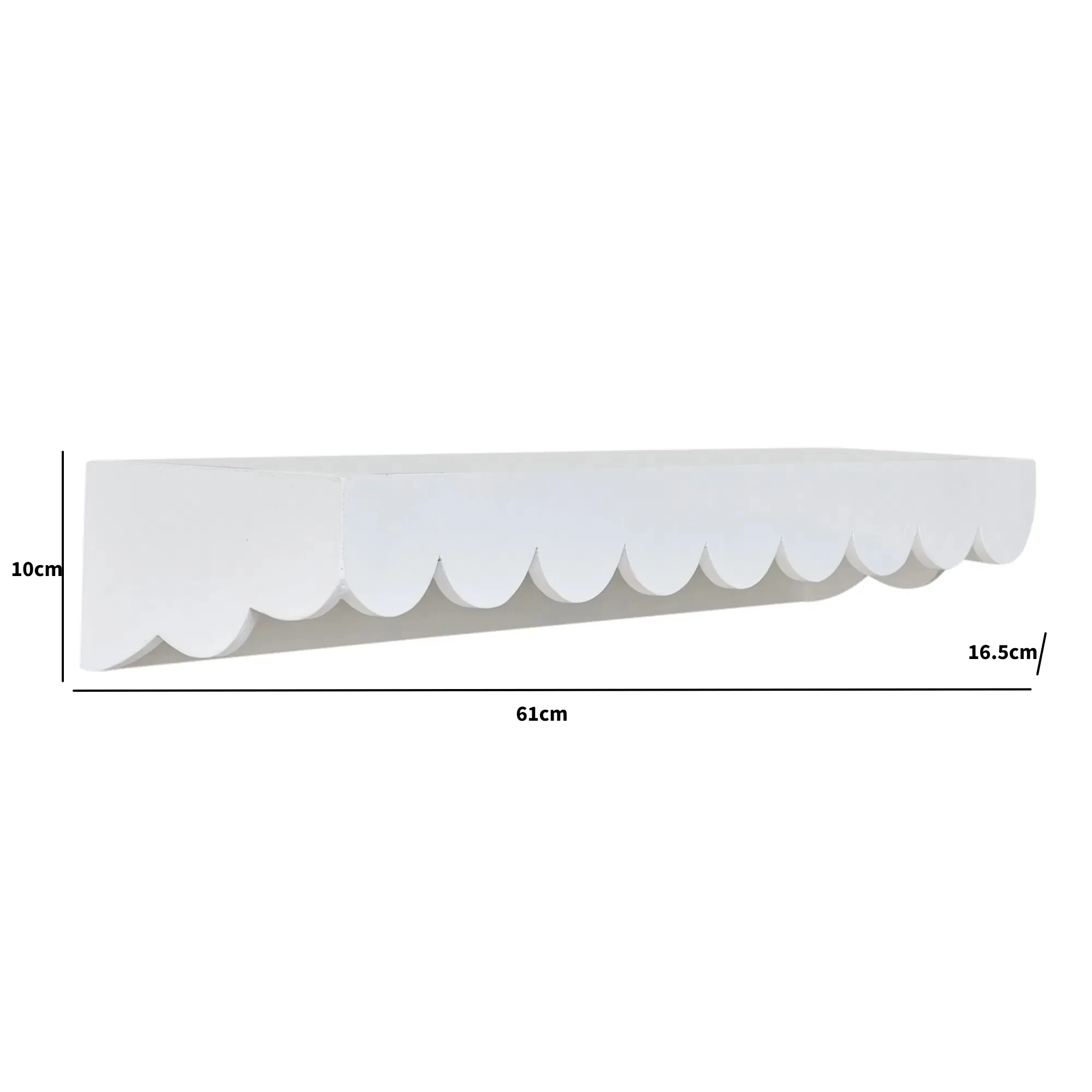 Large White Scalloped Wall Storage Shelf - 61cm - Image 9