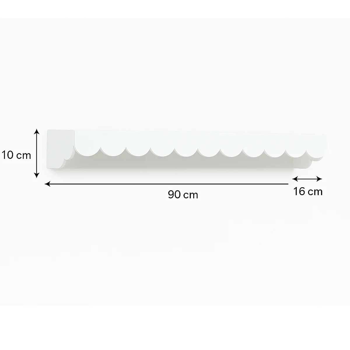 Extra Large White Scalloped Wall Storage Shelf - 90cm - Image 7