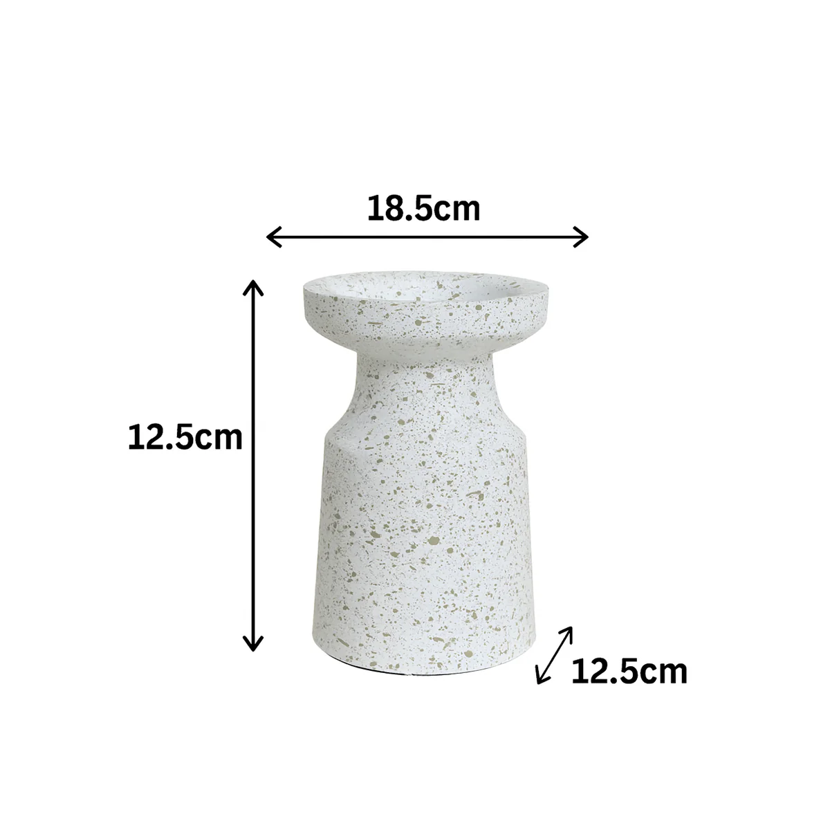 White Speckled Metal Round Pillar Candle Holder - 18cm - Image 5