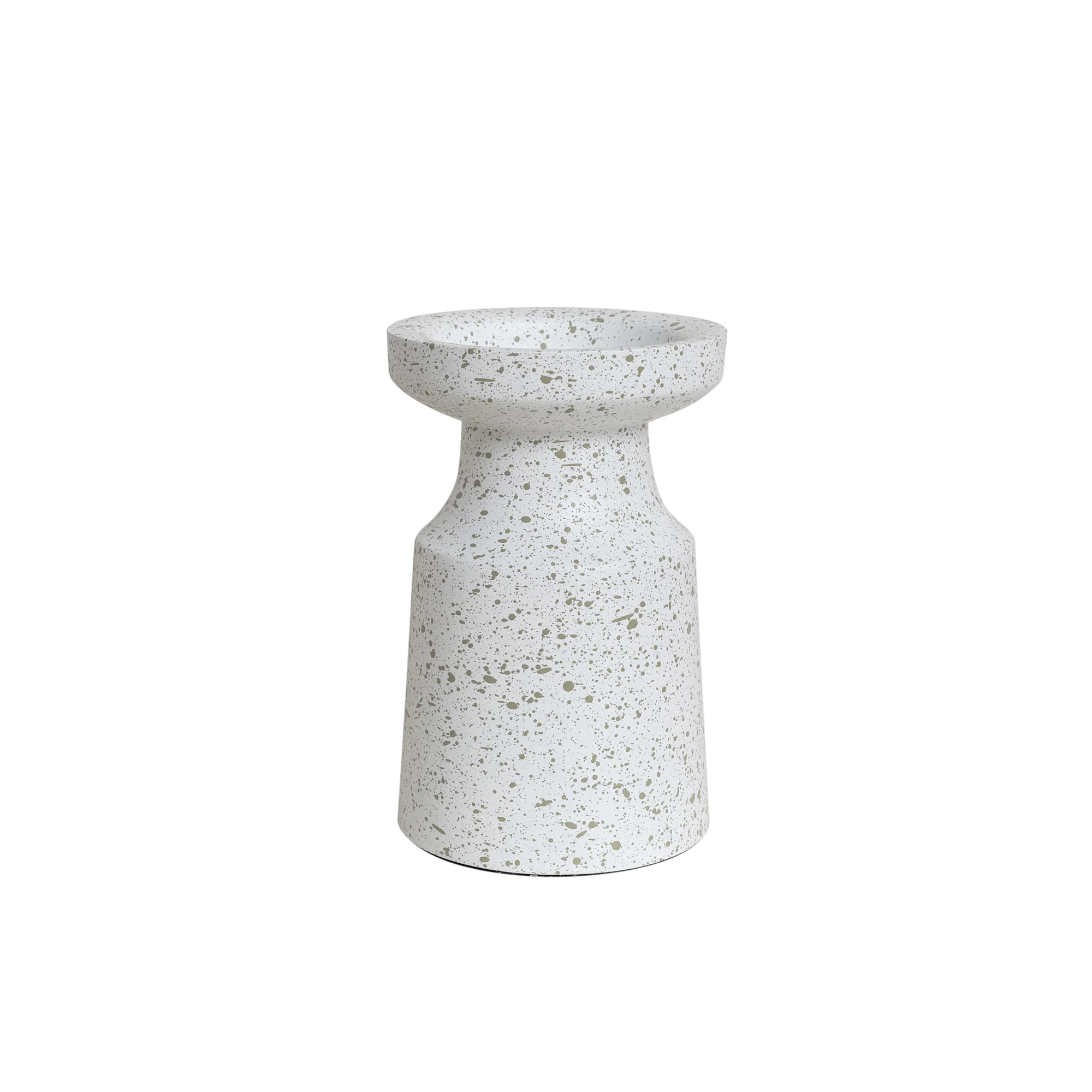 White Speckled Metal Round Pillar Candle Holder - 18cm - Image 6