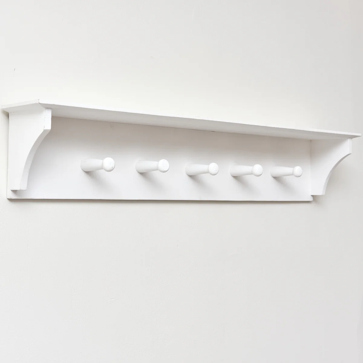 White Wall Shelf with Hooks - Image 6