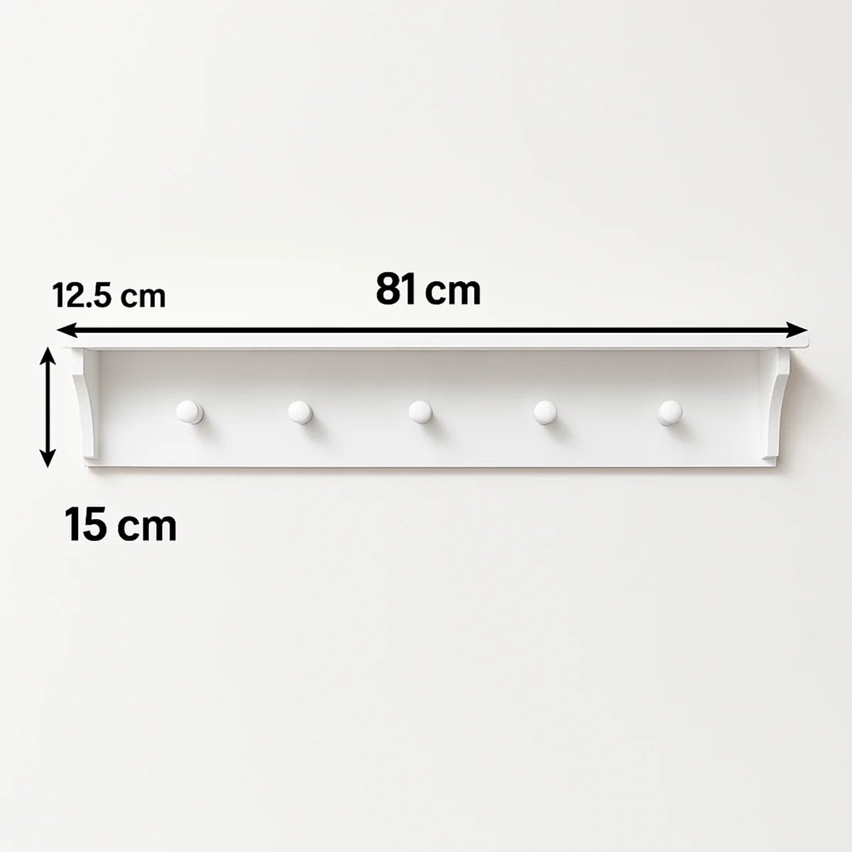 White Wall Shelf with Hooks - Image 7