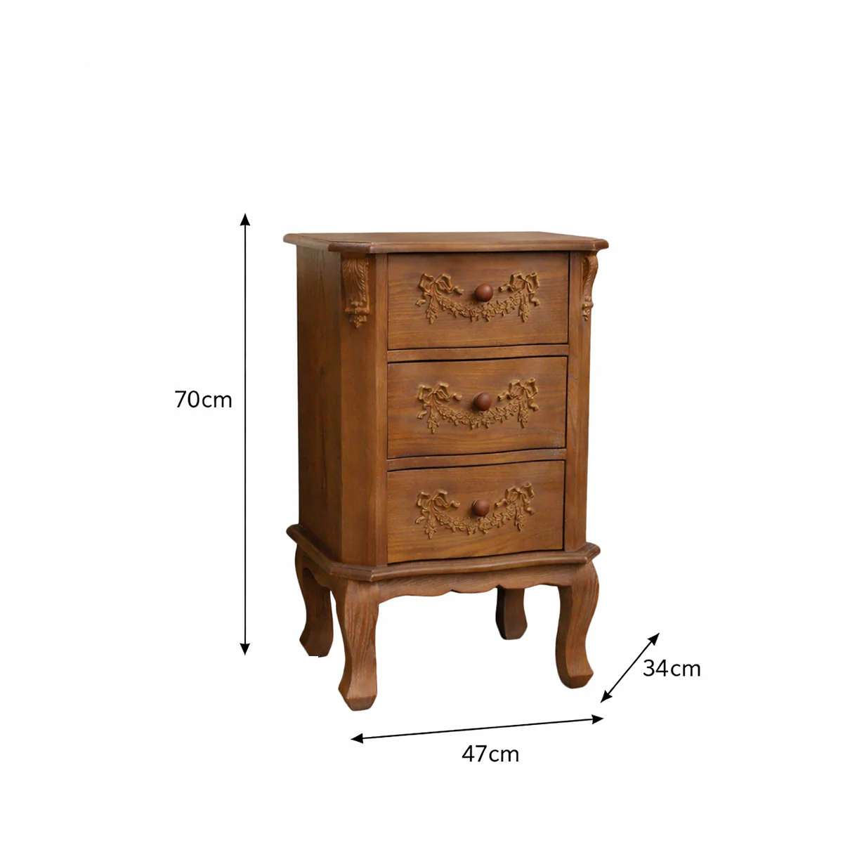 Wooden 3 Drawer Bedside Table - Pays Du Bois Range - Image 8