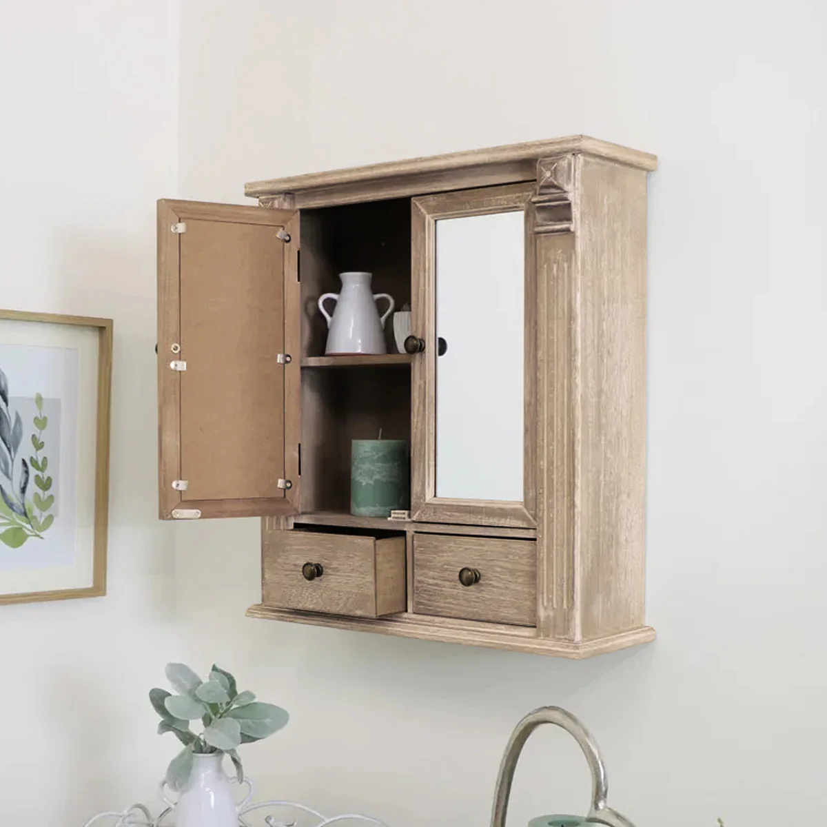 Wooden Mirrored Bathroom Cabinet - Image 2