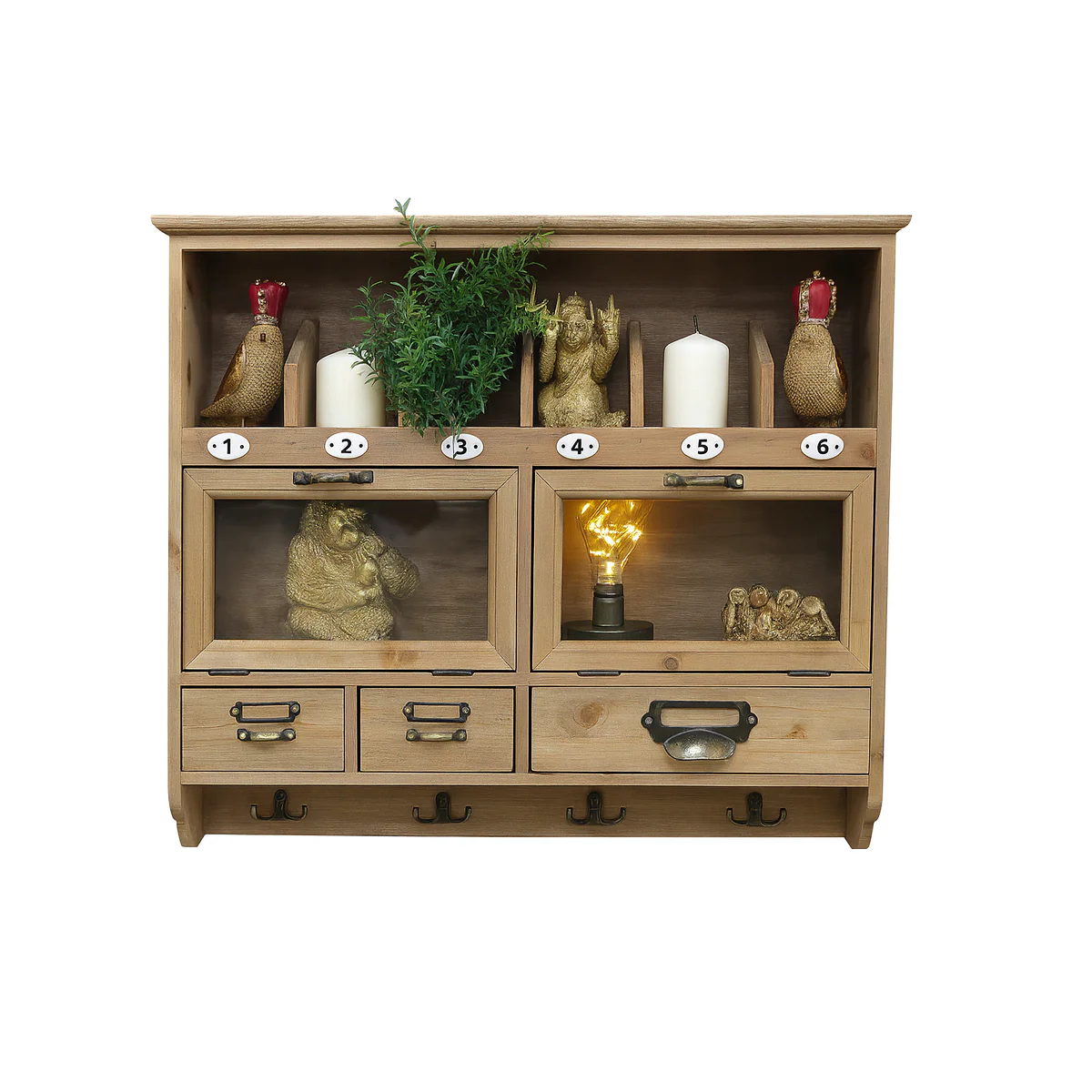 Wooden Wall Mounted Cupboard with hooks - Image 10