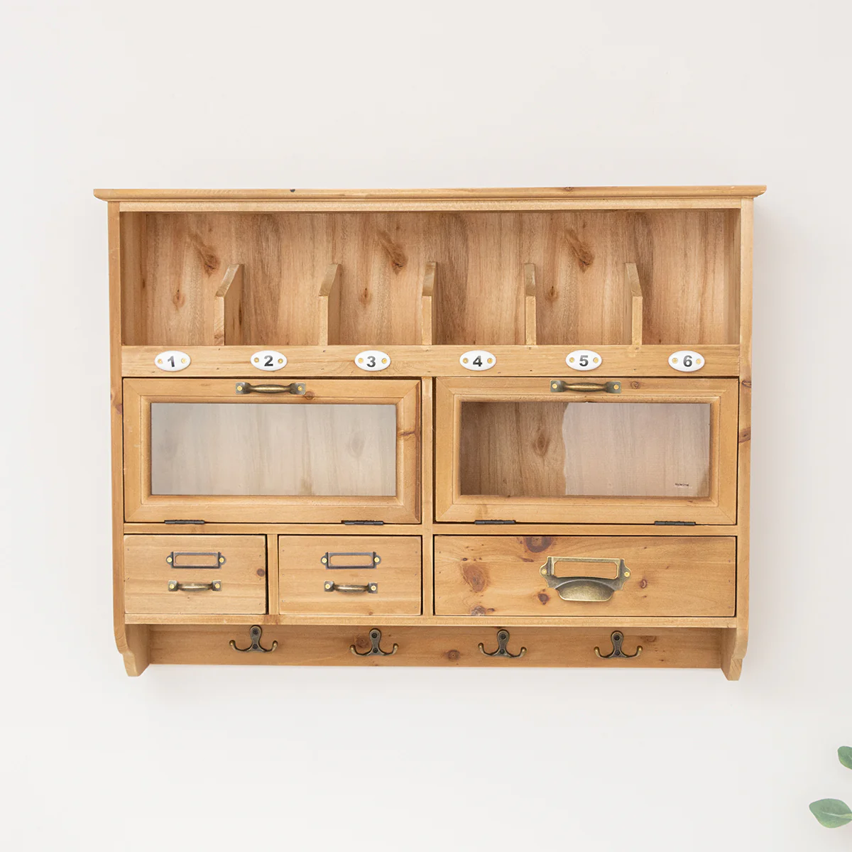 Wooden Wall Mounted Cupboard with hooks - Image 6