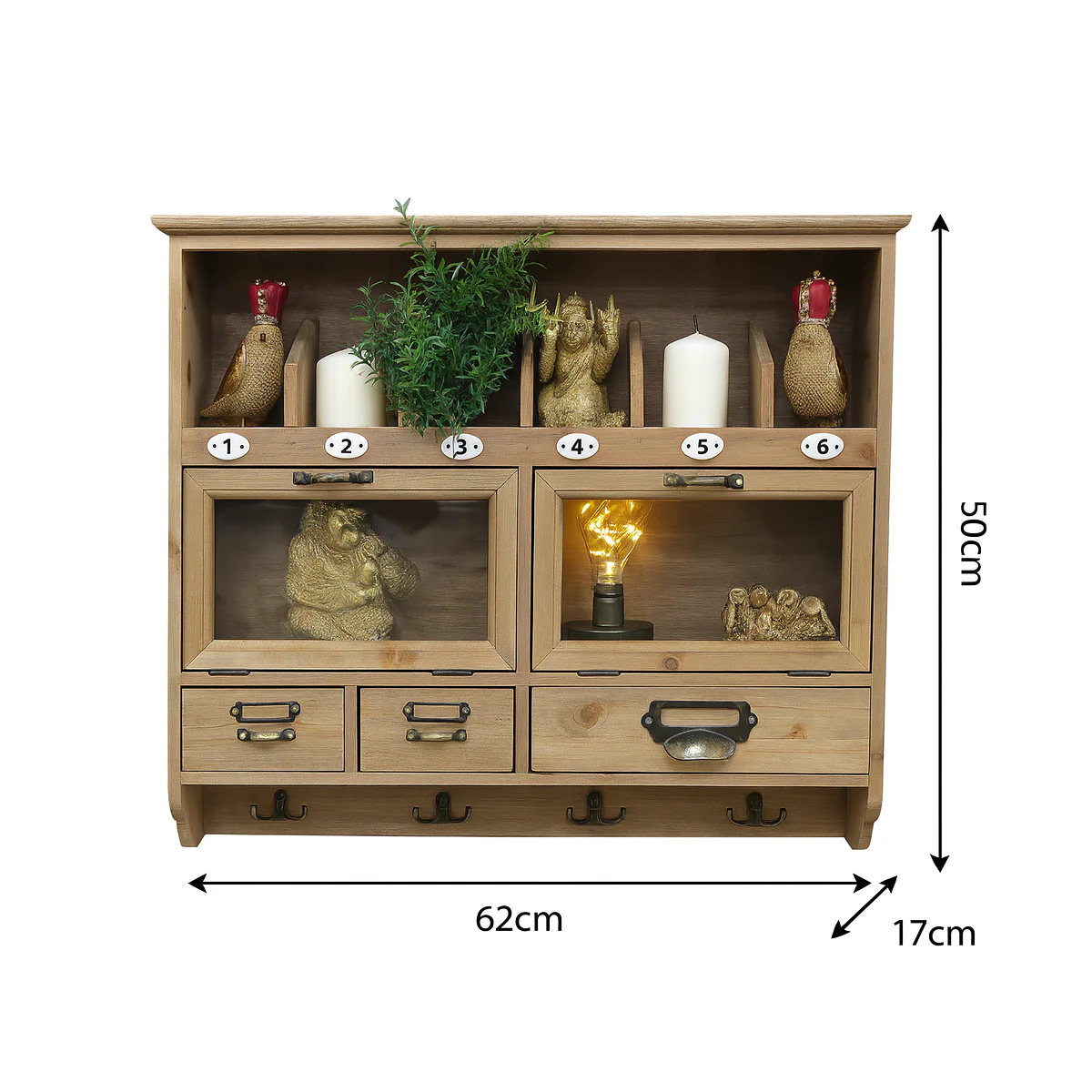 Wooden Wall Mounted Cupboard with hooks - Image 9